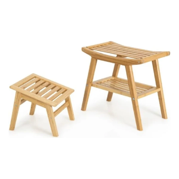 Badhocker aus Bambus 52x29x44cm, Natürlich