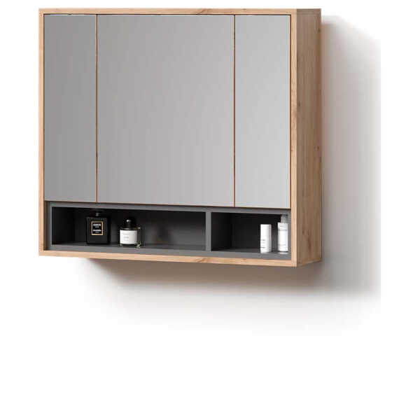 Livinity® BADSPIEGELSCHRANK Eiche Artisan, Anthrazit