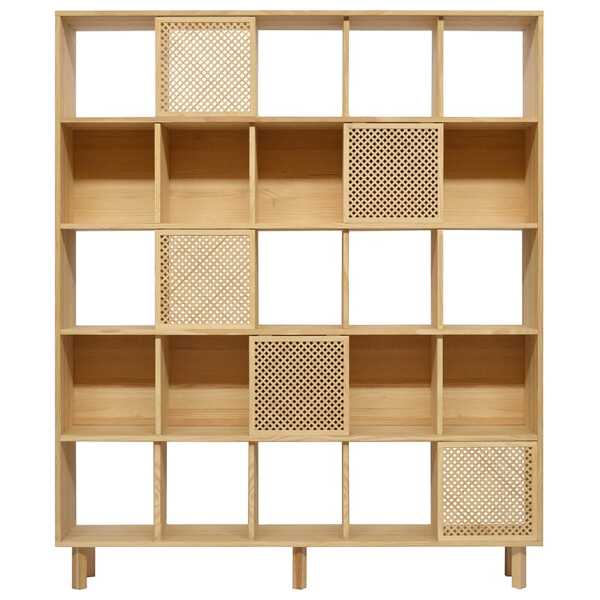 Bücherregal aus Massives Naturholz 5 Türen 160 cm Unlackiert