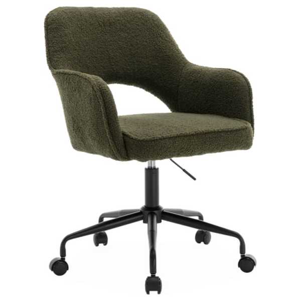 Bürostuhl mit Rollen und Bouclé-Bezug khaki