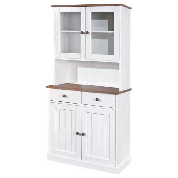 Buffetschrank II 90 x 191 x 45cm Weiß/Weiß/Braun