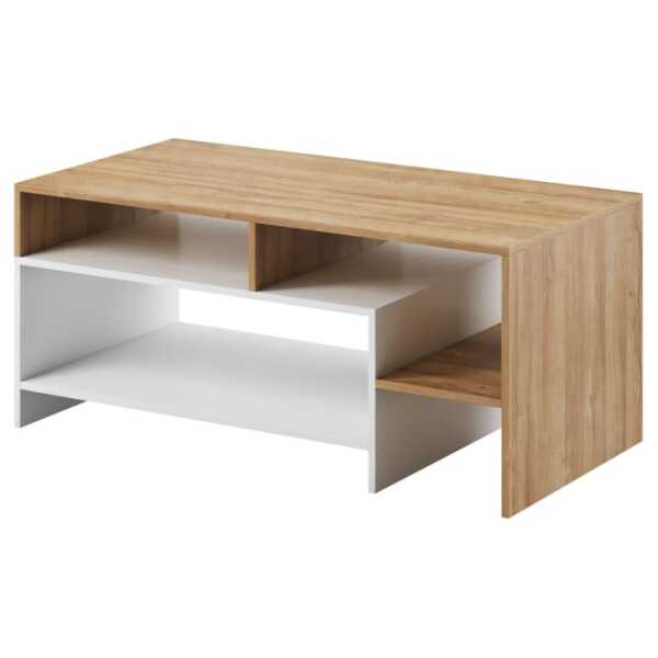 Couchtisch Holzeffekt Creme und Grau