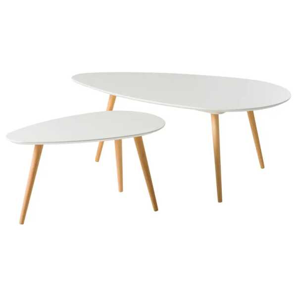 Couchtisch Lilja I 2-teilig 116 x 45 x 66cm Weiß/Matt Weiß