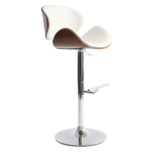 Design-Barhocker Weiß und Holz WALNUT