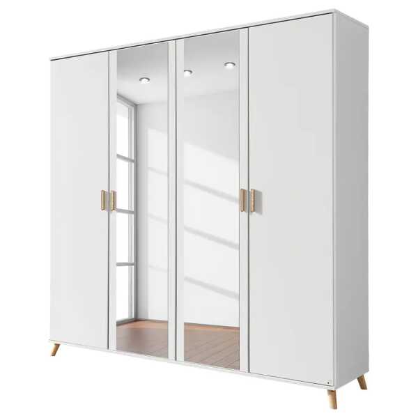 Drehtürenschrank Falun mit Spiegel 181cm Weiß