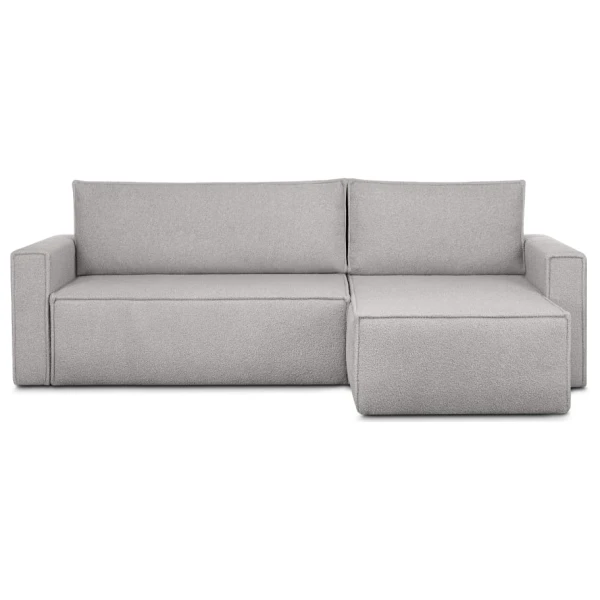 Ecksofa Big links/rechts aus Bouclé-Stoff, grau