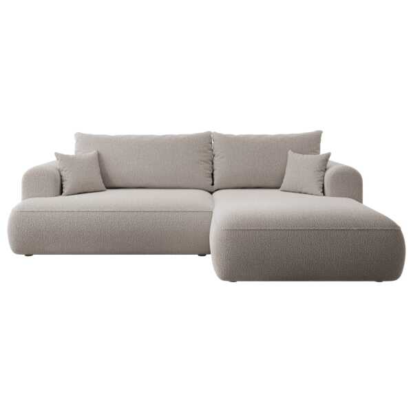 Ecksofa Boucle-Bezug Dunkelbeige