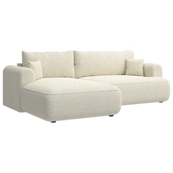 Ecksofa mit Schlaffunktion, hellbeige, linksseitig