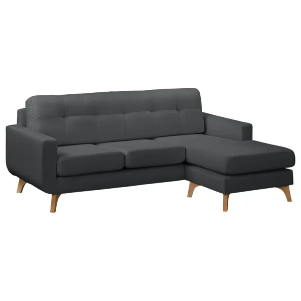 Ecksofa Postville Grau/Grau Webstoff 208 x 88 x 150cm Longchair davorstehend rechts Skandi