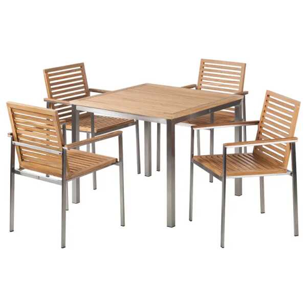 Essgruppe 5-teilig Kombi A 90 x 75 x 90cm Braun/Silber/Beige