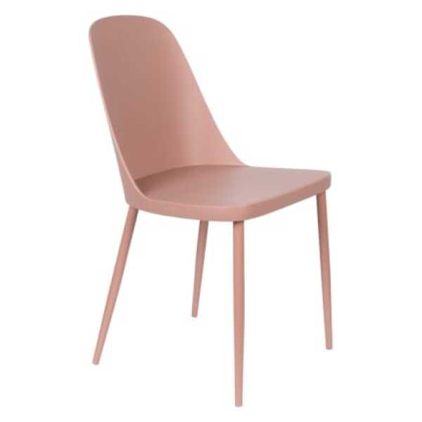 Esszimmerstuhl 2er Set aus Kunststoff, rosa