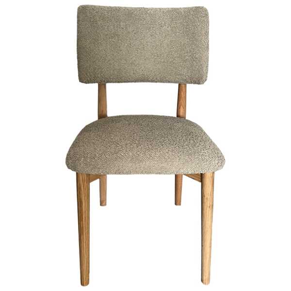 Esszimmerstuhl 2er Set aus Stoff mit Eichenholz, taupe