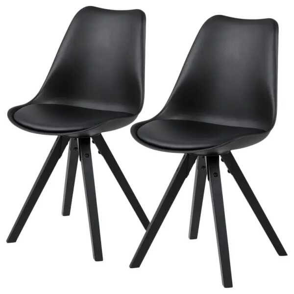 Esszimmerstuhl 49 x 85 x 55cm Schwarz/Schwarz Schwarz 2er Set