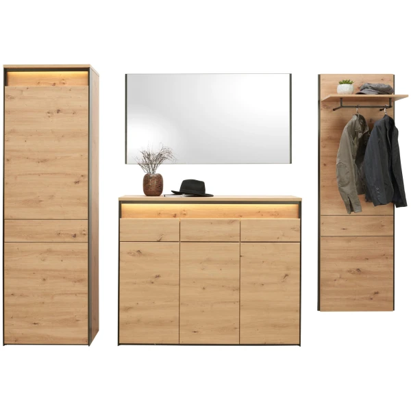 Voleo GARDEROBE Schwarz, Eiche Artisan