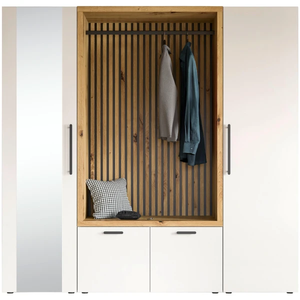 Voleo GARDEROBE Weiß, Eiche Artisan