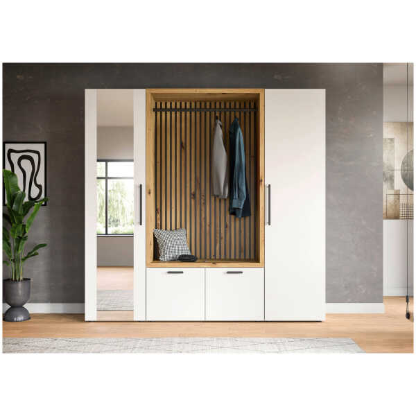 Voleo GARDEROBE Weiß, Eiche Artisan