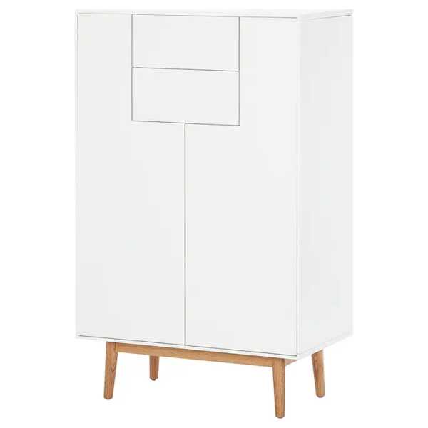 Highboard 2 Schubladen 80 x 128 x 45cm Weiß/Weiß