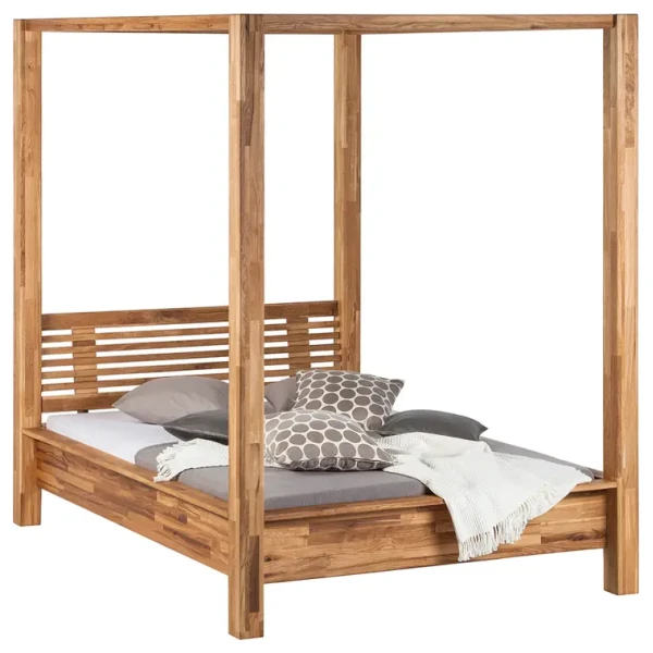 Himmelbett 180 x 200cm Massivholz Eiche, geölt Braun/Eiche Eiche