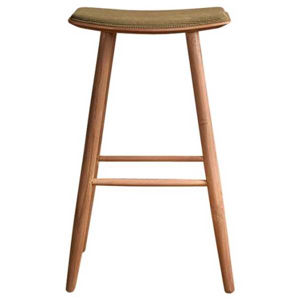 Hocker aus massivem Teakholz und Sitzfläche aus Cord 75 cm