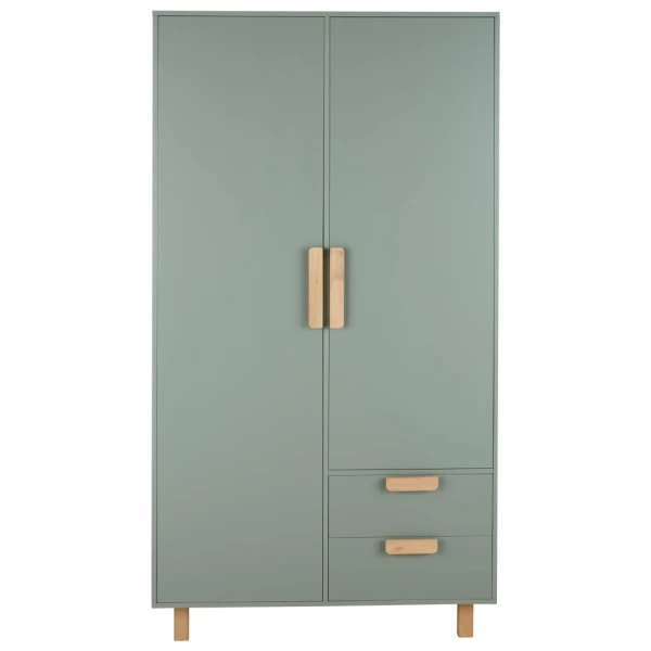 Kleiderschrank mit 2 Türen und 2 Schubladen, grün