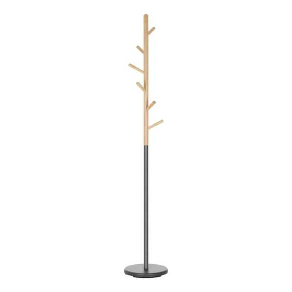 Kleiderständer mit 6 Haken aus Metall Kiefer, grau/natur