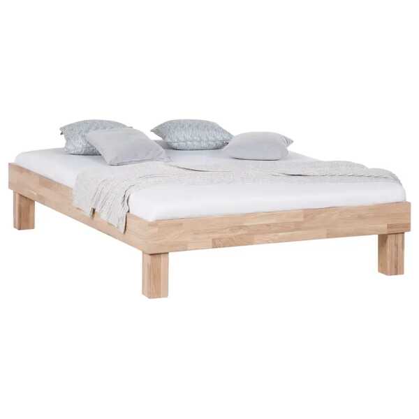 Massivholzbett AresWOOD 120 x 200cm Massivholz Eiche, geölt Beige/Eiche Weißöl ohne Kopfteil Eiche