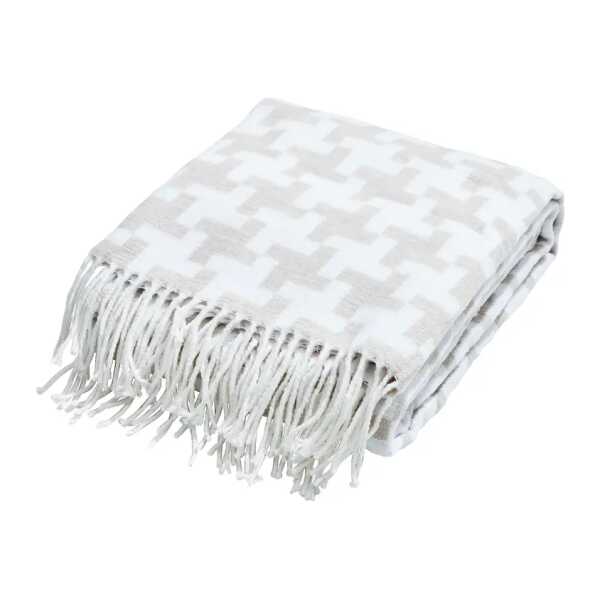 Plaid Mika 150 x 200cm Weiß/Beige Mischgewebe