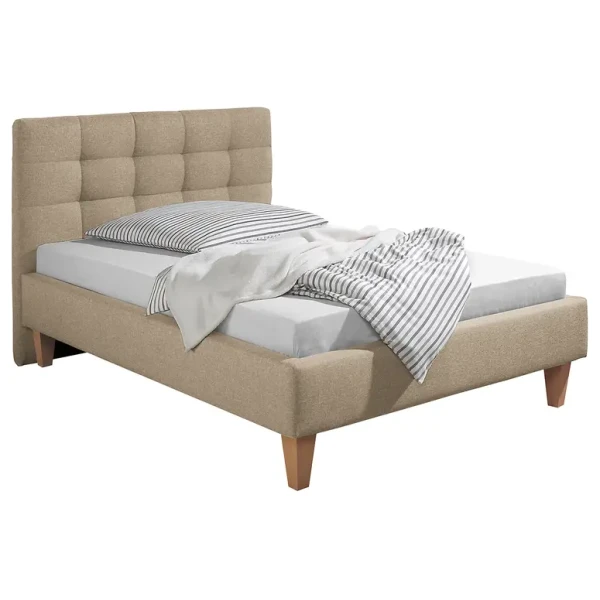 Polsterbett Stensborg 140 x 200cm Strukturstoff Beige/Beige ohne Lattenrost & Matratze