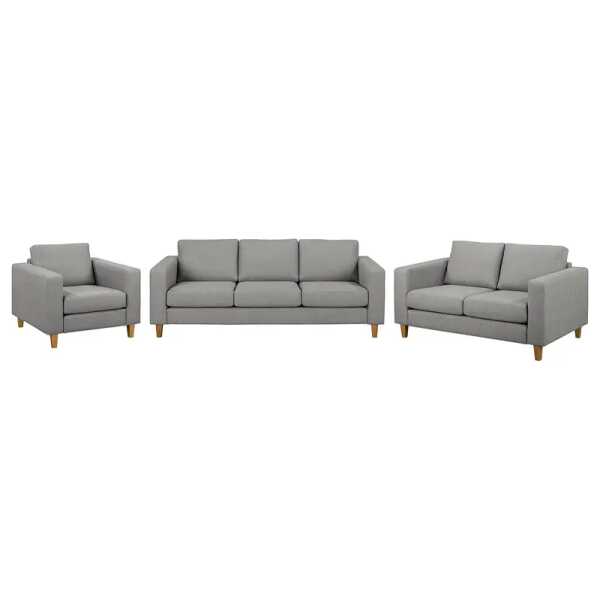 Polstergarnitur 3-2-1 Grau/Platin Webstoff Inas 214 x 86 x 90cm Natur