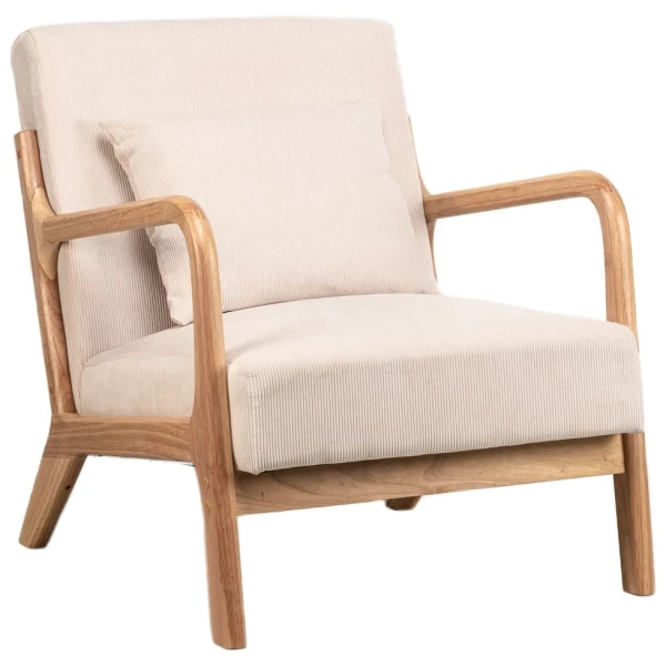 Polstersessel aus Massivholz und Samt Beige