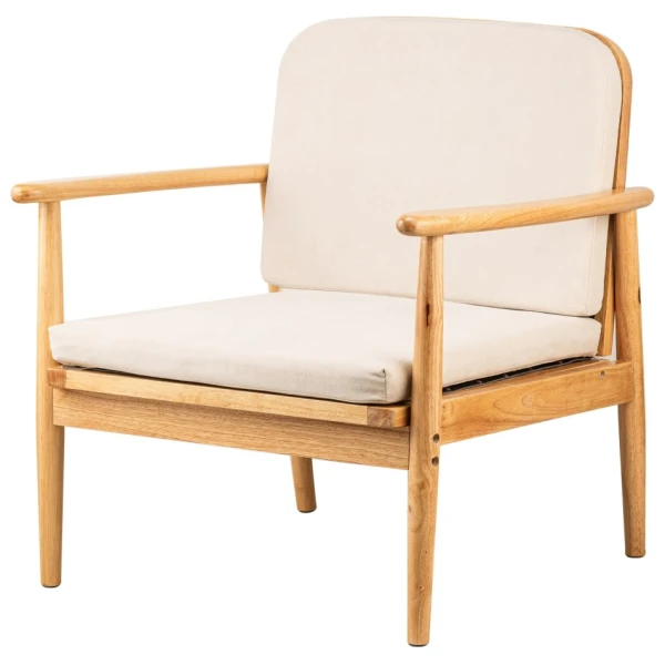 Polstersessel aus Massivholz und Stoff Beige