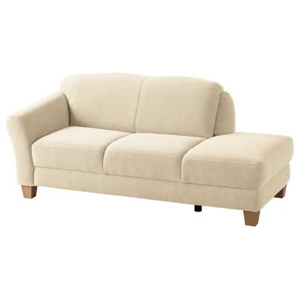 Recamiere Webstoff Beige/Creme Webstoff 194 x 84 x 91cm Armlehne davorstehend links Natur