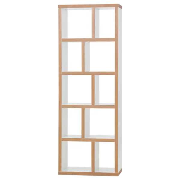 Regal MDF Mitteldichte Holzfaserplatte , furniert & lackiert Weiß/Weiß/Hellbraun 70 x 198cm