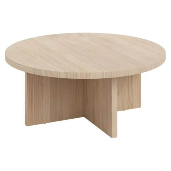 Runder Couchtisch aus Massivem Naturholz, 85 cm Unlackiert