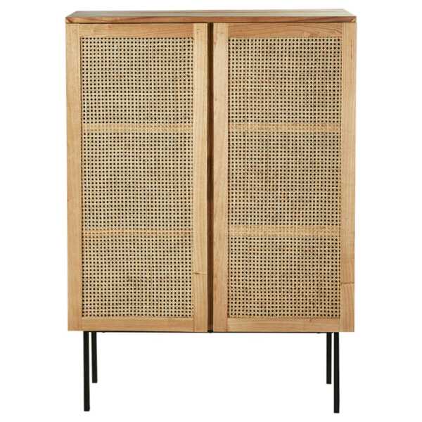 Schrank aus massivem Mindi und Rohrgeflecht 100 cm