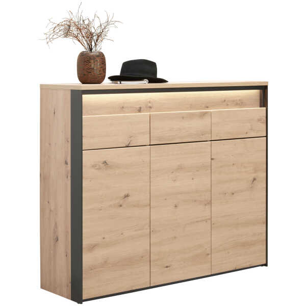 Voleo SCHUHSCHRANK Schwarz, Eiche Artisan