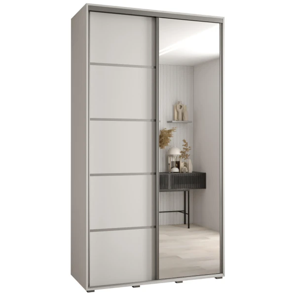 Abiks Möbel SCHWEBETÜRENSCHRANK Weiß, Weiß, Silber