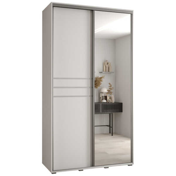 Abiks Möbel SCHWEBETÜRENSCHRANK Weiß, Weiß, Silber