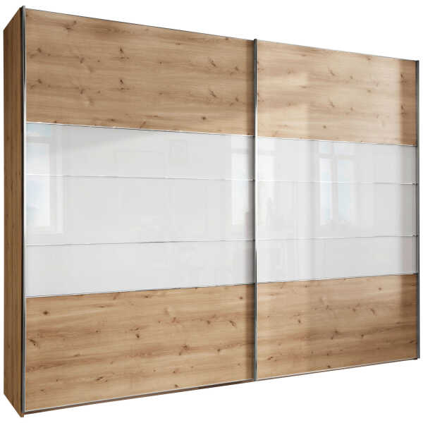 Voleo SCHWEBETÜRENSCHRANK Weiß, Eiche Bianco