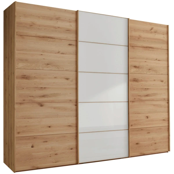 Linea Natura SCHWEBETÜRENSCHRANK Weiß, Eiche Bianco