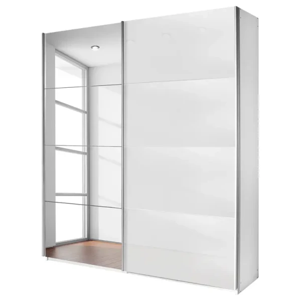 Schwebetürenschrank Spiegel 136 x 210cm Weiß