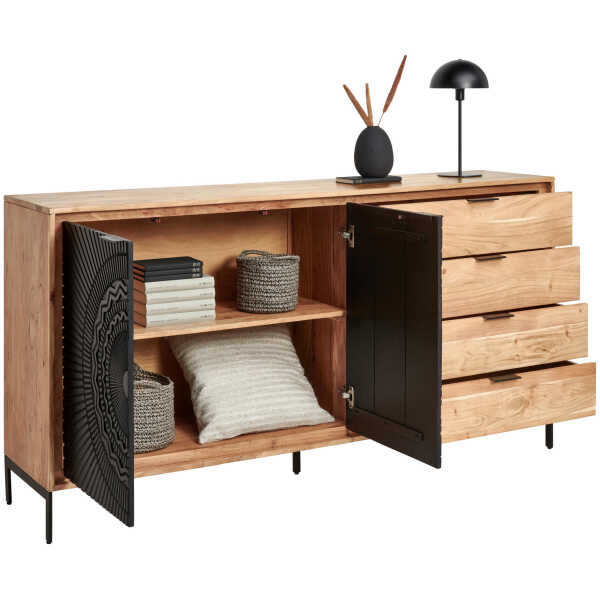 Ambia Home SIDEBOARD Schwarz, Akazie