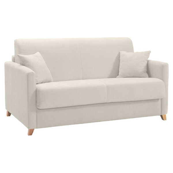 Skandinavische Schlafcouch beige mit Matratze 13 cm 2-3-Sitzer SKANDY