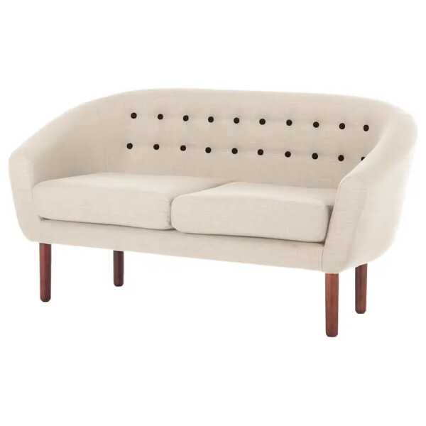 Sofa 2-Sitzer Webstoff Beige/Beige Webstoff 148 x 76 x 67cm Skandi