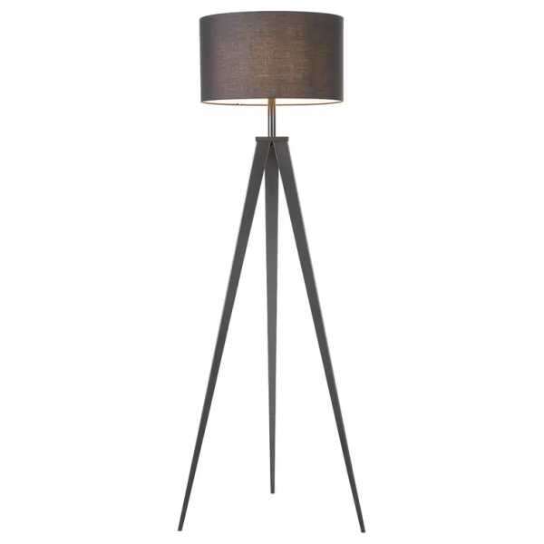 Stehleuchte Tripod Asmo 159cm Schwarz/Schwarz Hauptmaterial: Webstoff Sekundärmaterial: Eisen, pulverbeschichtet E27