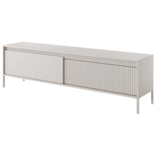 TV-Lowboard mit geriffelter Front, beige, 187 cm