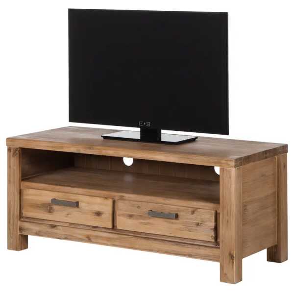 TV-Lowboard I Massivholz Akazie, gebeizt & lackiert Seitenwände: MDF Mitteldichte Holzfaserplatte , furniert, gebeizt & lackiert Braun/Beige