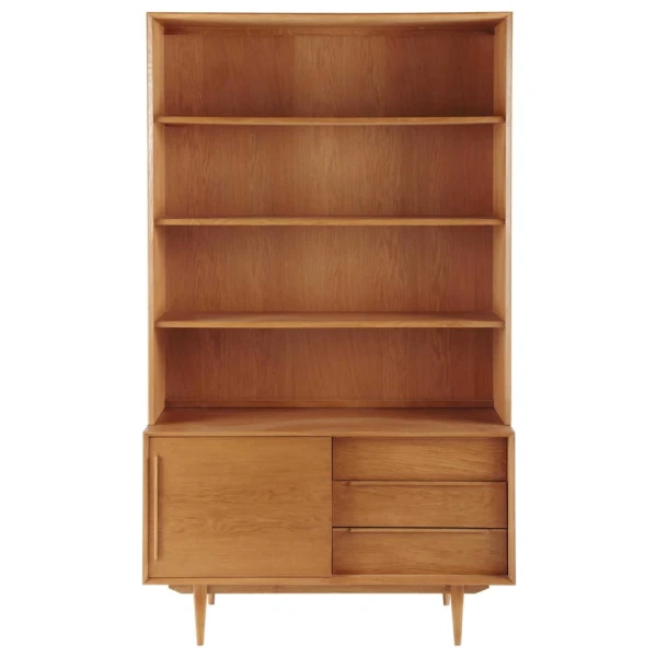 Vintage Bücherregal aus Eiche mit 3 Schubladen und 1 Tür