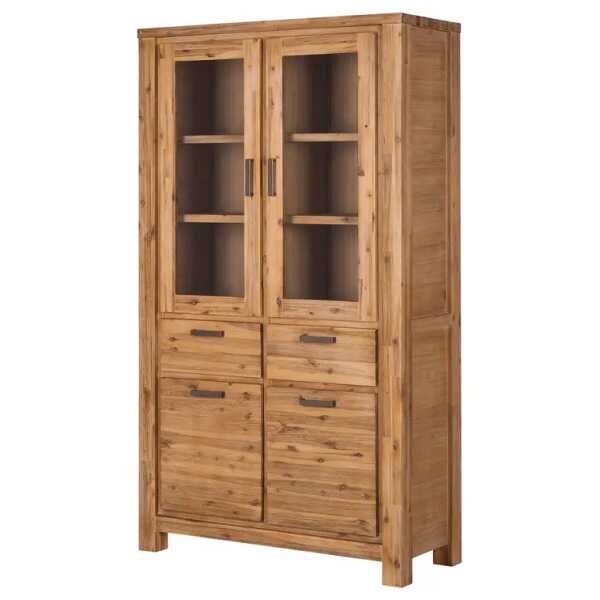 Vitrinenschrank 114 x 200 x 47cm Braun/Beige