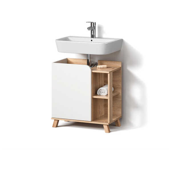 Livinity® WASCHBECKENUNTERSCHRANK Sonoma Eiche, Weiß